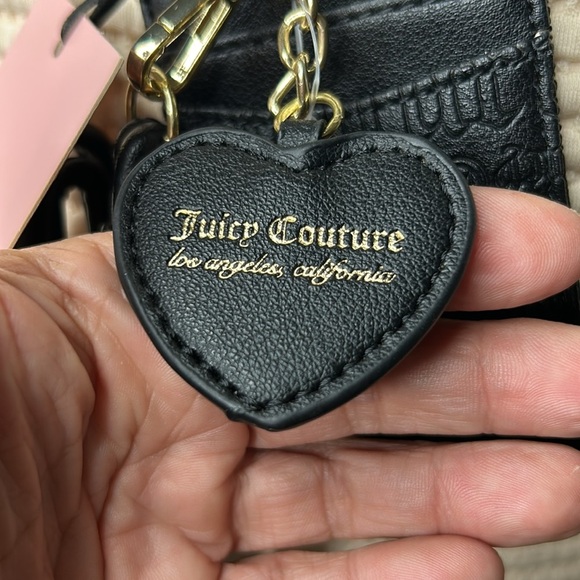 Juicy Couture Black Debossed Free Spirit Crossbody Bag Lanyard Keychain Set‎ NEW - Picture 6 of 17